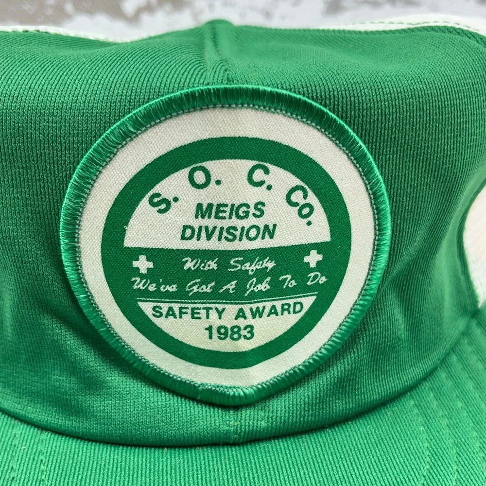 Vintage‎ Coal Mining Trucker Hat Cap Made In USA 80s Patch SOC Safety Award Snap